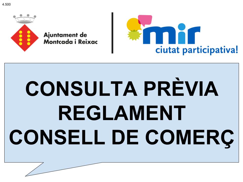 Imagen para los medios: Consulta prèvia sobre l&#39;aprovació del Reglament de funcionament intern del Consell de Comerç de Montcada i Reixac