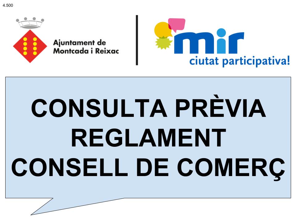 Imatge pels mitjans: Consulta prèvia sobre l'aprovació del Reglament de funcionament intern del Consell de Comerç de Montcada i Reixac
